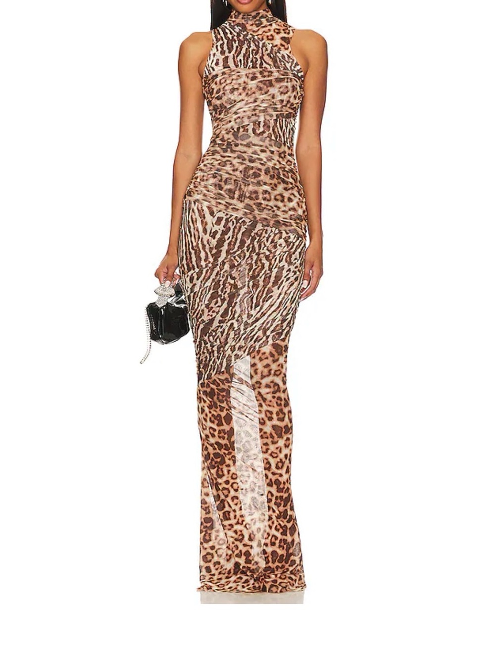 Seroy Brown Leopard Print Maxi Dress - Brown
